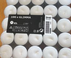 IKEA GLIMMA unscented tealight candles in a 100-pac