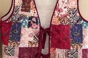 Shein VCAY Quilted Print Tie-Up Padded Vest Jacket