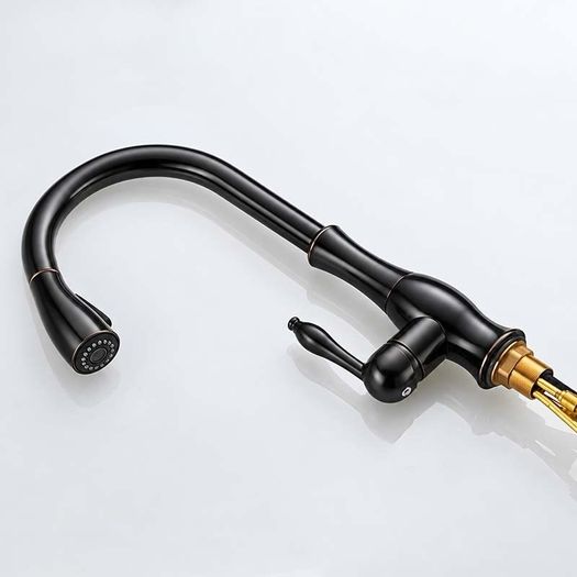 Kitchen tap - Black Pull-Out Kitchen Mixer Tap, Solid Brass / NEW
