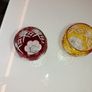 Pair of mid century coloured crystal wine glasses Image 3