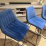 4 blue velvet bar stools Image 2