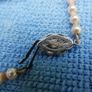 Vintage 60's Long Hand Knotted Faux Cream Pearl? Necklace Sterling Silver 925 Clasp Image 4