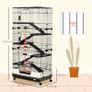 Rabbit cage enclosure 5 levels with 3 doors 5 ramps removable tray casters 81 x 52.5 x 159 cm black and gray Image 5