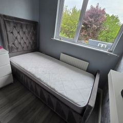 Single bed and mattress