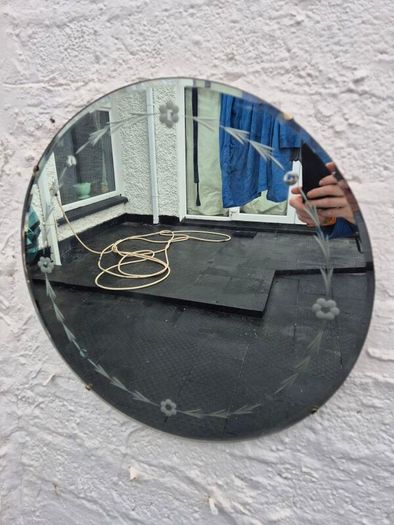Vintage Art Deco circular etched design 1930s Mirror