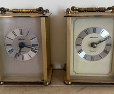 Pair of Vintage Brass Matching Carriage Clocks