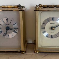 Pair of Vintage Brass Matching Carriage Clocks