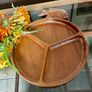 Vintage Teak Mid Century Divided Serving Platter Carved Handle Retro Stylised Fish Image 5