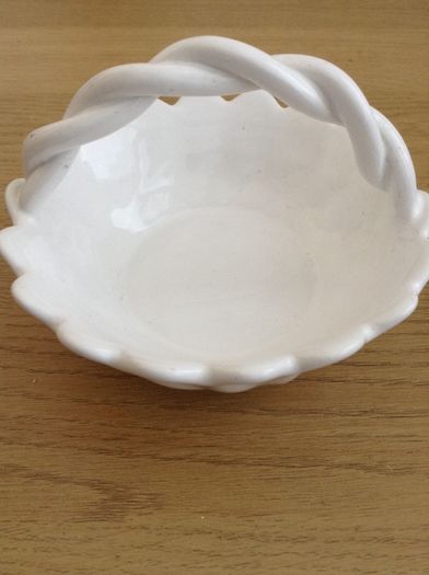 White  dish with woven  handle