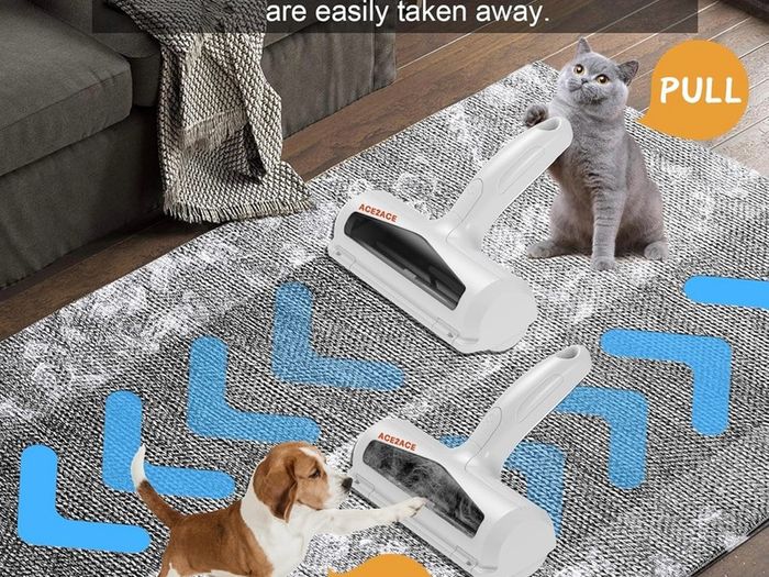 Pet Hair Remover Roller, Reusable Lint Roller with Visable Window, Dog Cat Hair Remover Brush, Surface Fur Removal Tool for Furniture, Couch, Carpet, and Bedding-Transparent
