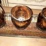 Rich Bronze Filigree Tray with 5 Glass Candle Holders, AV Image 5