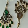 Gold Emerald Waterfall Bohemia Vintage Style Earrings Image 2