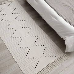 MULTIPLE SIZES AVAILABLE Area Rugs for Bedroom, Cotton Woven Small Rug with Tassels for Living Room Hallway Kitchen Laundry Room, Soft Machine Washable Floor Mat Carpet 60x90cm (Beige