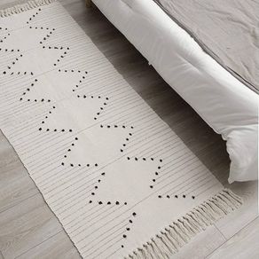 MULTIPLE SIZES AVAILABLE Area Rugs for Bedroom, Cotton Woven Small Rug with Tassels for Living Room Hallway Kitchen Laundry Room, Soft Machine Washable Floor Mat Carpet 60x90cm (Beige