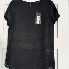 Black M&S top, short sleeves, size 16, new