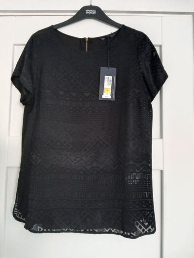 Black M&S top, short sleeves, size 16, new