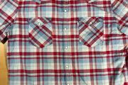 Levis Strauss Shirt Mens XXL Blue Red Plaid Western Top - Pearl Snap - White Tag
