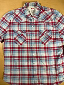 Levis Strauss Shirt Mens XXL Blue Red Plaid Western Top - Pearl Snap - White Tag