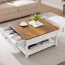 Square Coffee Table with Storage Drawers Walnut and White Living Room Table 80 x 80 cm Image 2