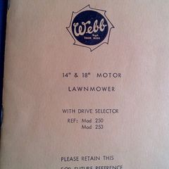 Webb Lawnmower Operating Instructions. Model 250.