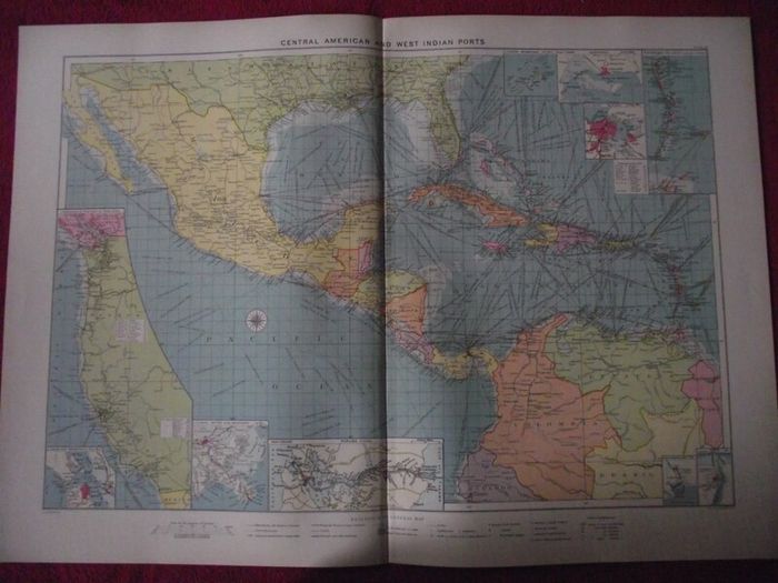 30 X Maps & Charts from Philip's Mercantile Marine Atlas of the World - Fourth Edition 1913