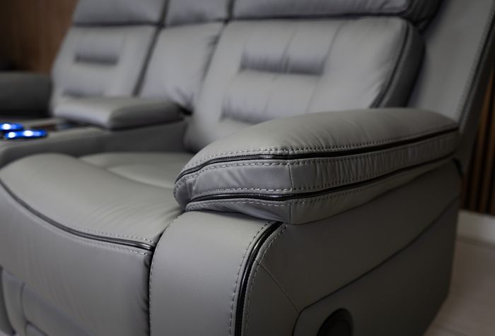 Knox 2 Seater Dark Grey Electric Leather Recliner Sofa