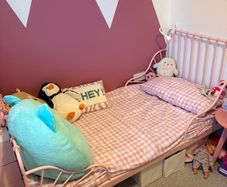 IKEA Pink Minnen Extendable Kids Bed and Mattress