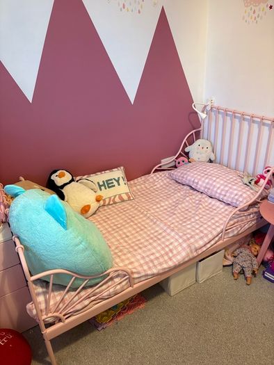 IKEA Pink Minnen Extendable Kids Bed and Mattress