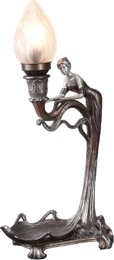 Floral Art Nouveau Table Lamp Glamorous Table Lamp Art Nouveau Woman Sculpture Vintage