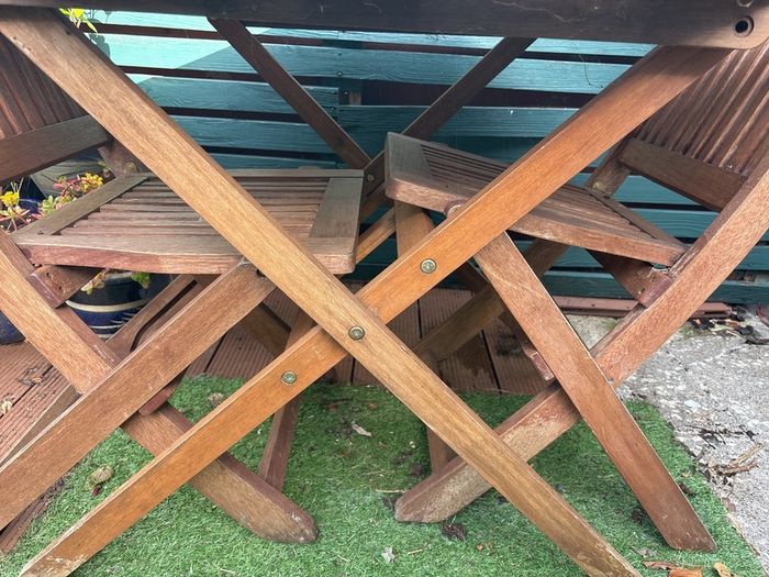 garden table and 3 chairs