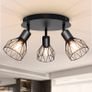 NEW SALE | Spot Light Fittings for Ceilings Adjustable Metal Wire Cage Kitchen Spotlight Ceiling Lights with E14 Base Black 3 Way Ceiling Light Industrial for Indoor Bedroom Hallway Living Room Shop Image 2