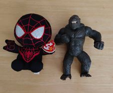 Ty Beanie Baby Spider-Man Miles Morales Marvel Plush Black Red w/ Tag and Monsterverse Godzilla