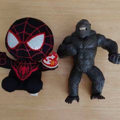 Ty Beanie Baby Spider-Man Miles Morales Marvel Plush Black Red w/ Tag and Monsterverse Godzilla