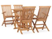 5 Piece Folding Outdoor Dining Set Solid Teak Wood