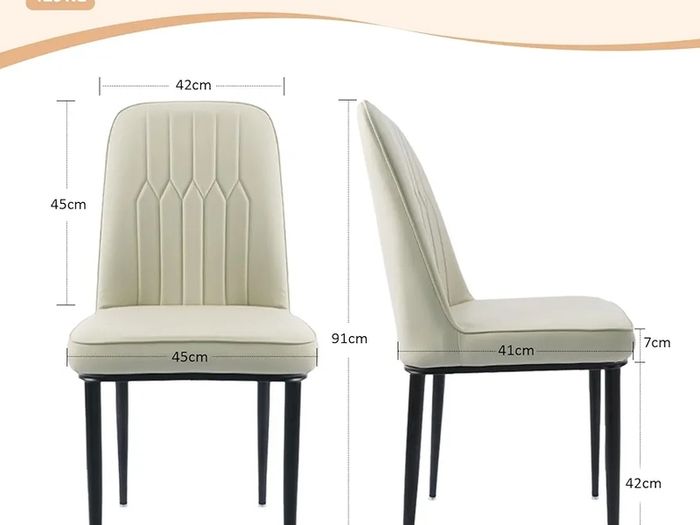 Dining Chairs Set of 2 Off-White Upholstered High Back Kitchen chair with Non-Slip Metal Legs, Easy to Clean Home Chairs for Dining Room Living Room Bedroom Kitchen Lounge