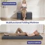 Folding Floor Mattress Single 190x90cm, 4-Fold High Density Foam Foldable Futon Mattress with Washable Cover, Wide Stripe Plush Portable Guest Bed for Travel Camping, Grey Image 5