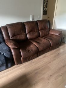 leather 3 seater recliner brown