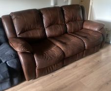 leather 3 seater recliner brown