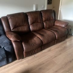 leather 3 seater recliner brown