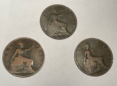 1900  queen Victoria penny x 3