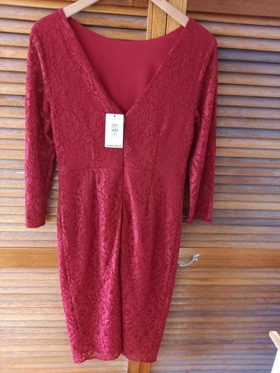 Red Lace Midi Dress