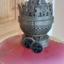 Antique Duplex kerosene lamp hand painted glass Image 3