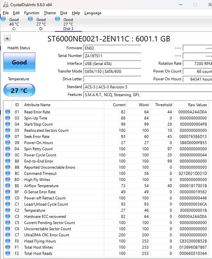 Seagate IronWolf Pro 6TB Enterprise NAS 3.5 HDD 7200 RPM 100% Health