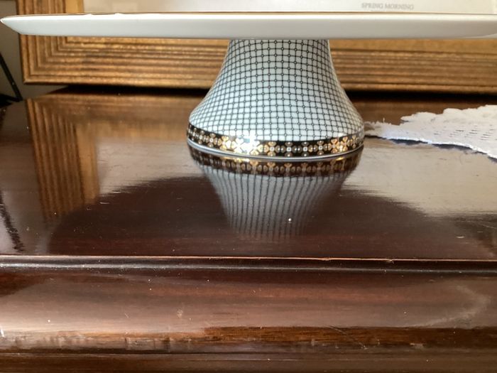 Ceramic Footed Floral Cake Display Plate