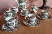 Collectible  Vintage  Chinese Canton Rose Medallion Espresso Coffee Set