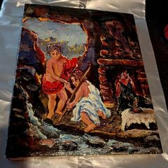 Antique oil painting on blind frame