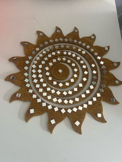 Gold Sun Hanging House Decoration with Mirrored Detail