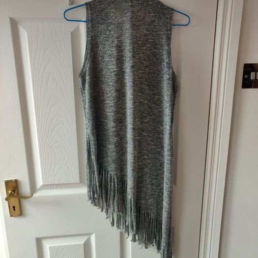 Long Knitted Grey Top with side slits, size 10