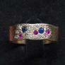 Vintage 9ct Gold Sapphire Ruby Diamond Textured Ring Size 54 Image 7