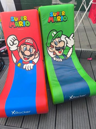 Pair of X Rocker Super Mario & Luigi Gaming Floor Chairs